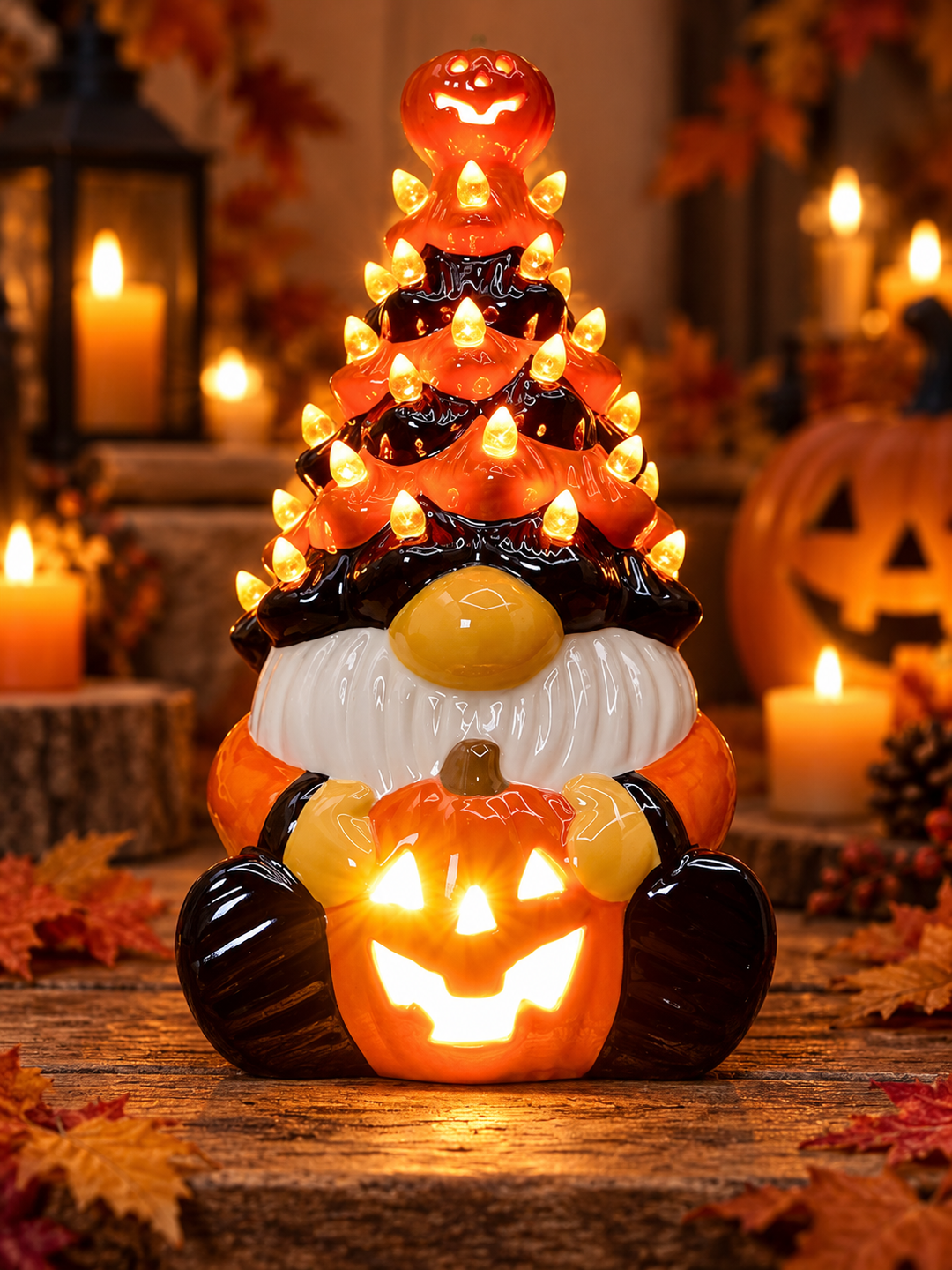 Light-Up Halloween Gnome Decoration