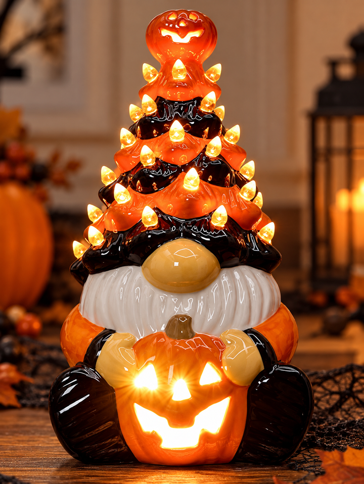 Light-Up Halloween Gnome Decoration