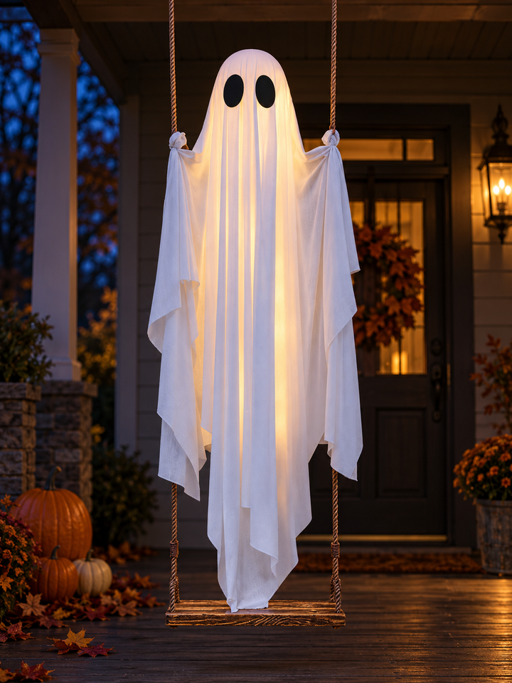 Light-Up Swinging Ghost Halloween Decoration