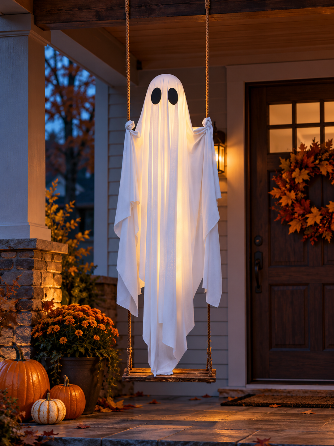 Light-Up Swinging Ghost Halloween Decoration
