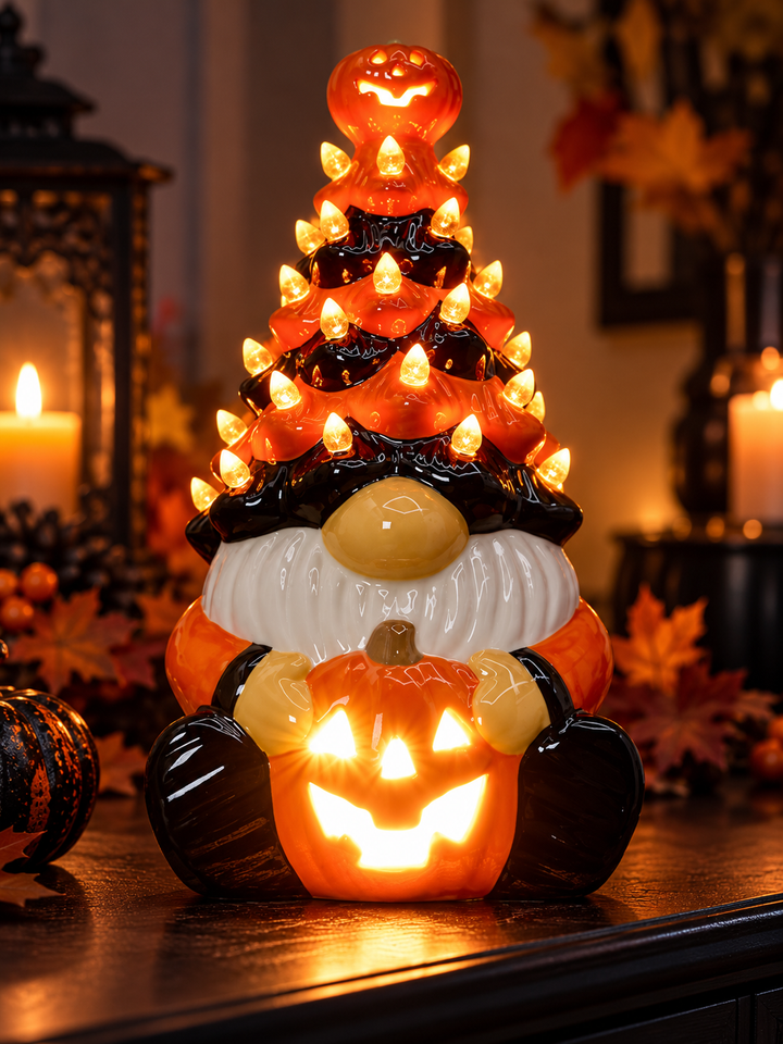 Light-Up Halloween Gnome Decoration
