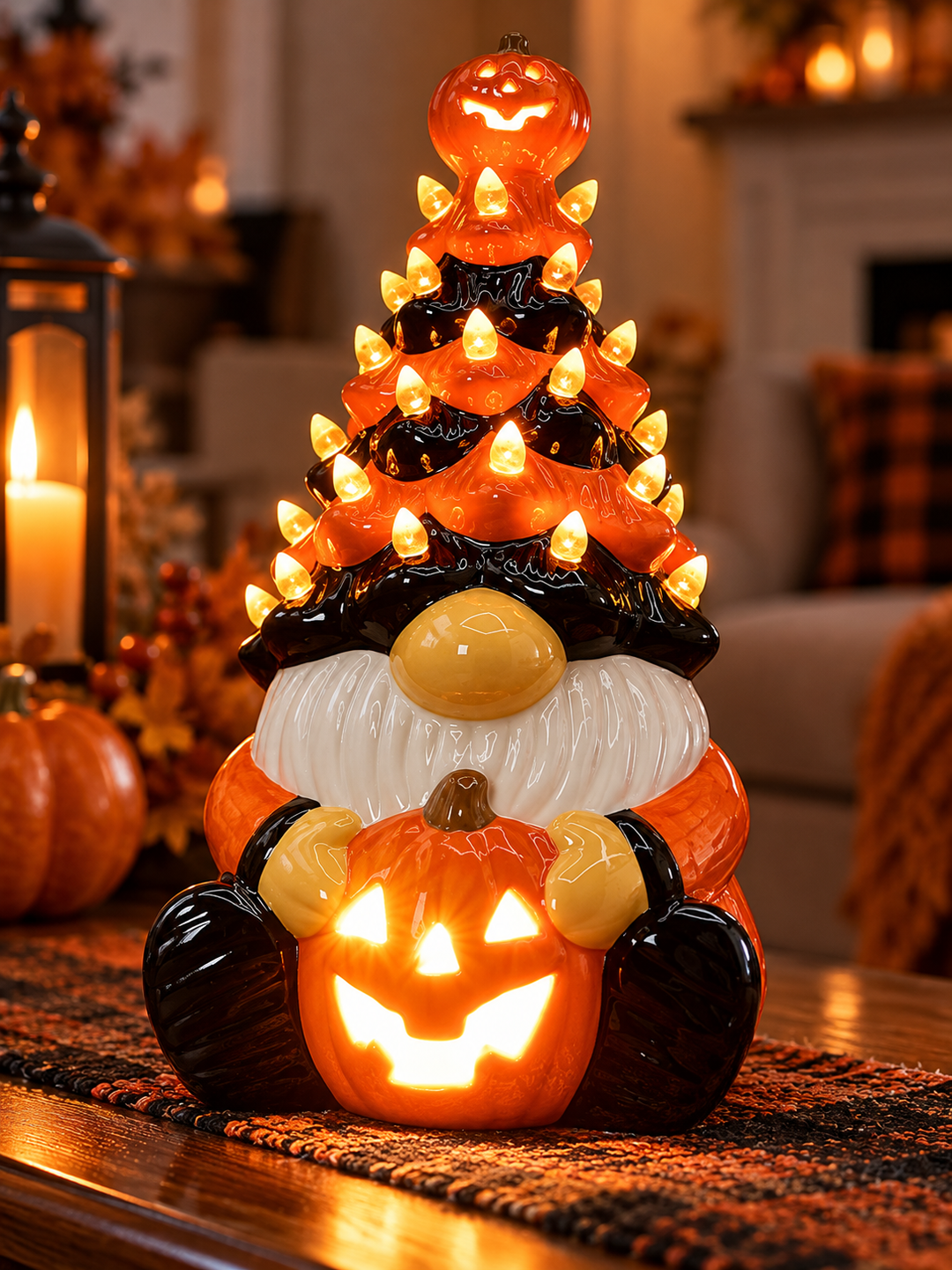 Light-Up Halloween Gnome Decoration