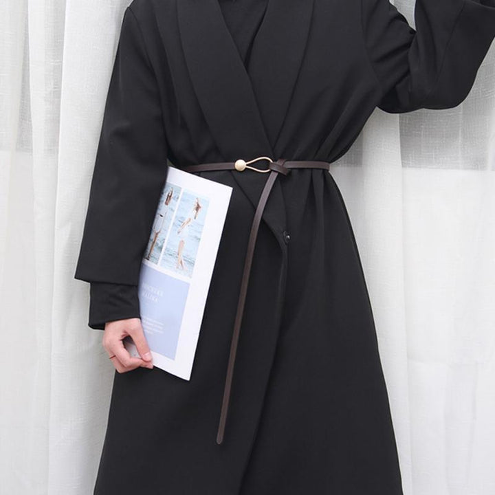 Women's Knot Strap Belt with Gold Buckle for Dress Waist
