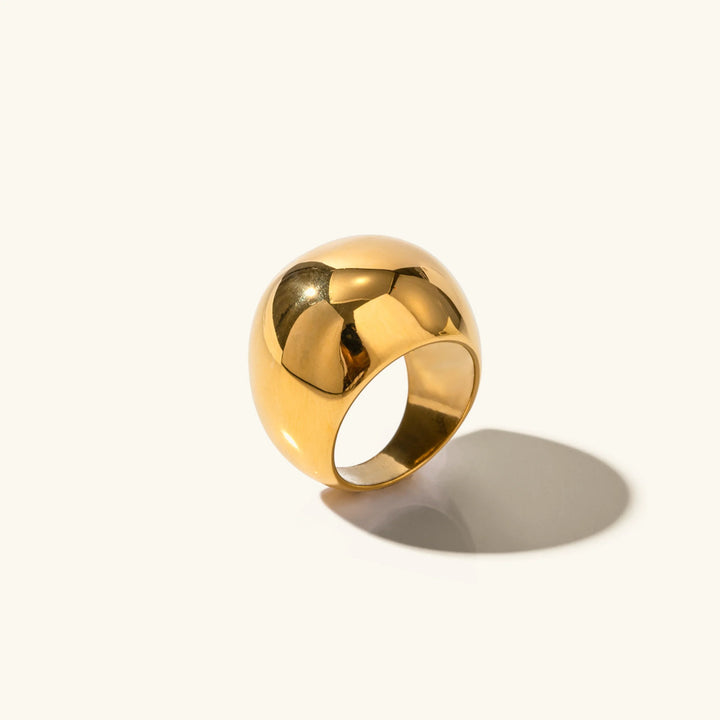 Ladies Statement Ring Dome Gold-Plated Band