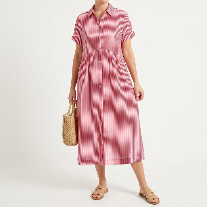 Gracia | Women's Casual Midi Shirt Dress with Stripes