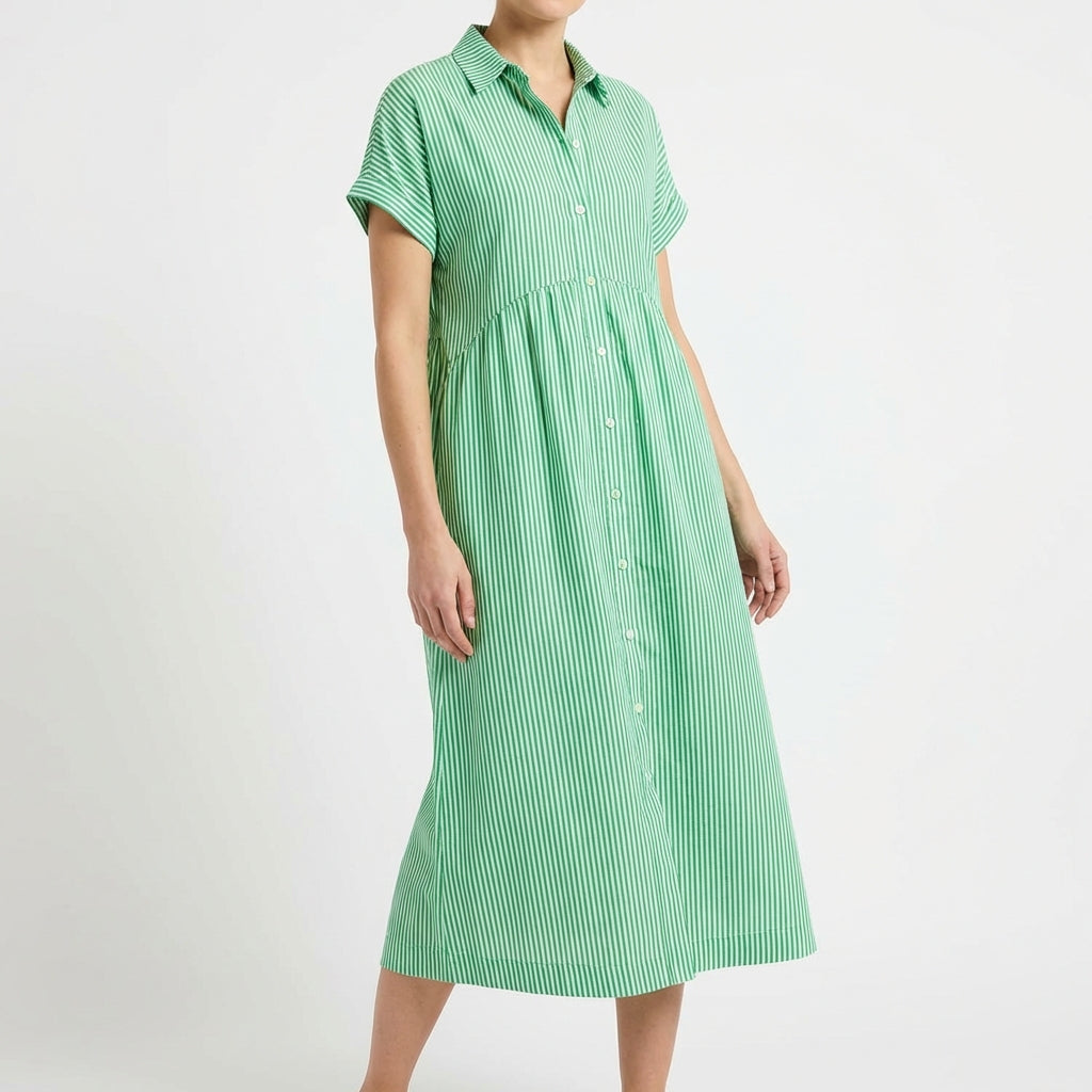 Gracia | Women's Casual Midi Shirt Dress with Stripes