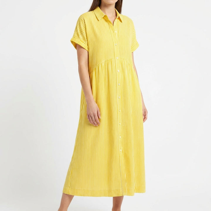 Gracia | Women's Casual Midi Shirt Dress with Stripes