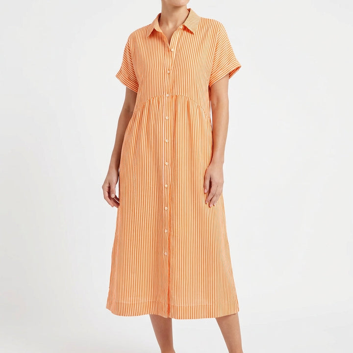 Gracia | Women's Casual Midi Shirt Dress with Stripes