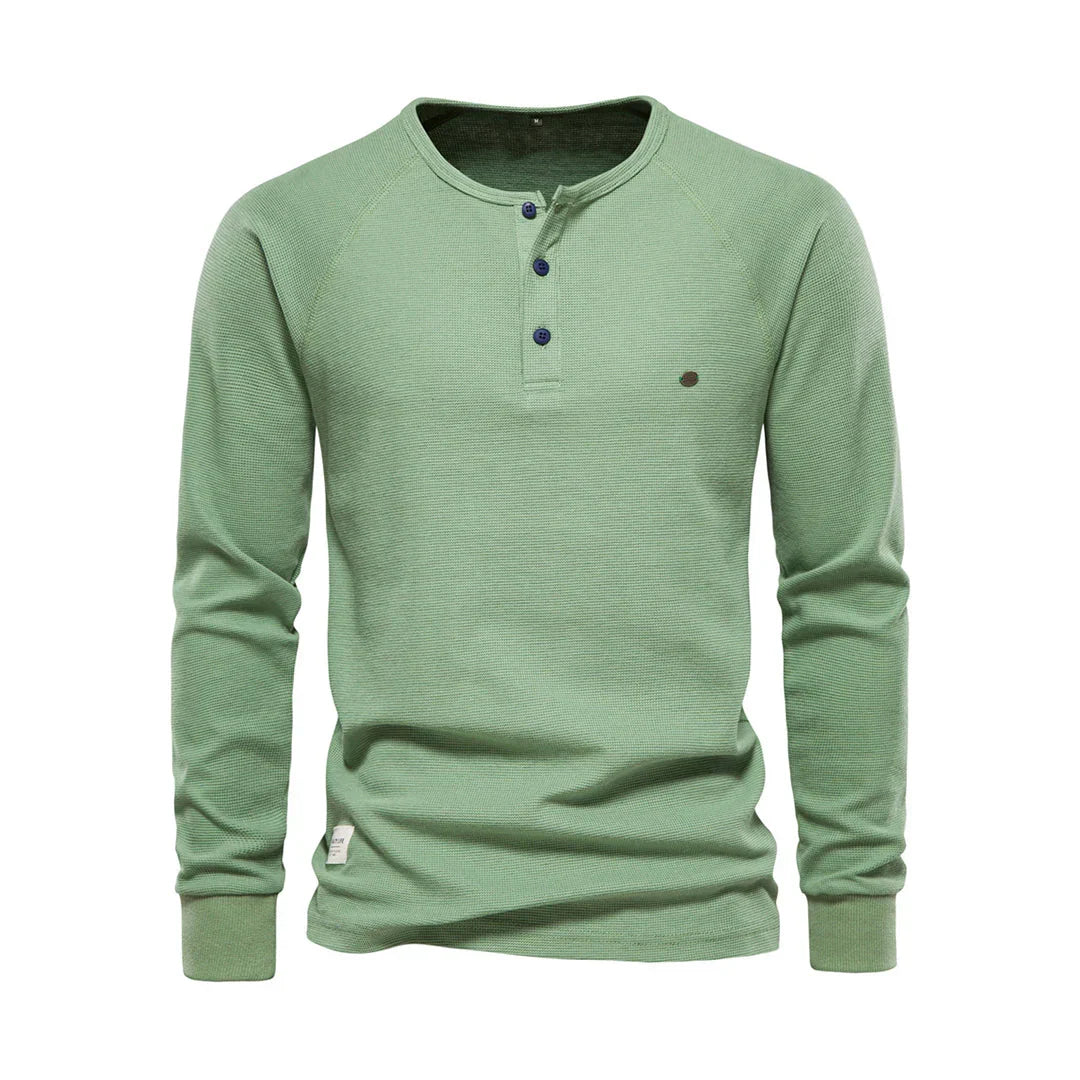 Men's Long Sleeve Shirt with Round Neck, view 2 - Elena Harper