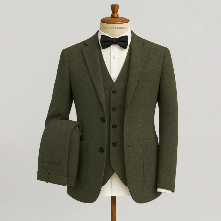 Harrington Oxford Men Wedding Three‑Piece Suit Tweed - Elena Harper