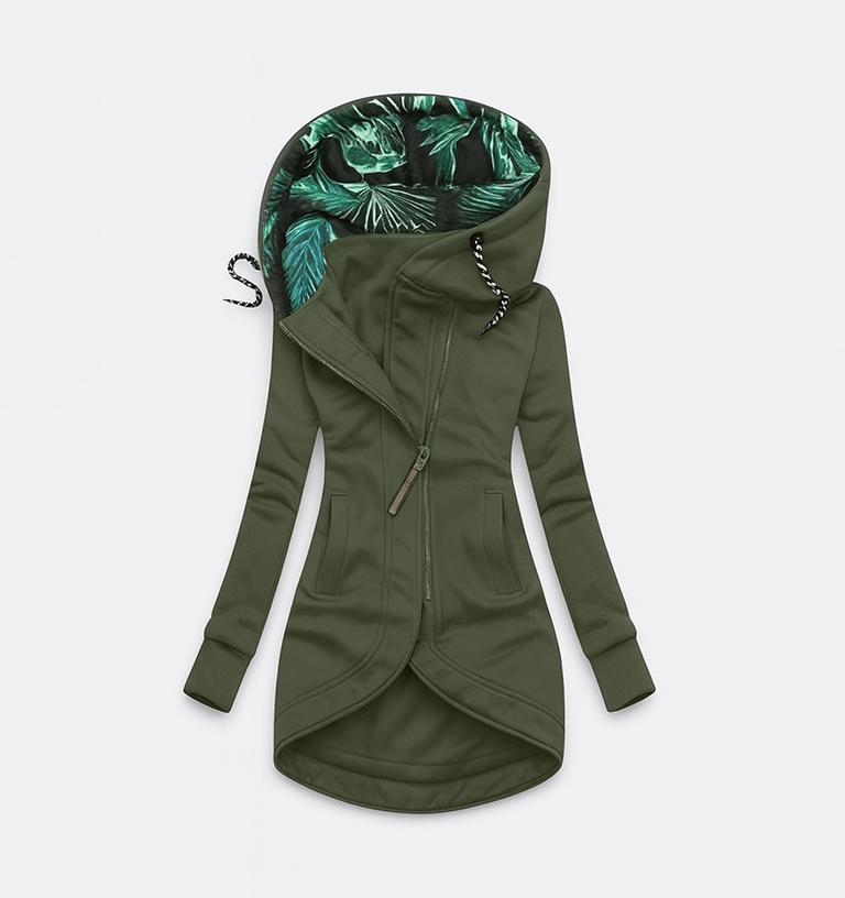 Coralina Asymmetrical Jacket with Wide Hood, view 2 - Elena Harper