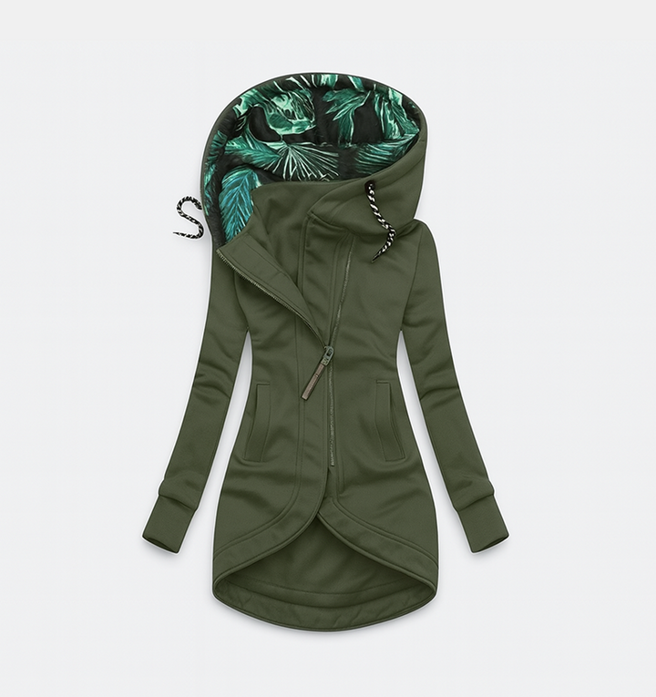 Coralina Asymmetrical Jacket with Wide Hood, view 2 - Elena Harper
