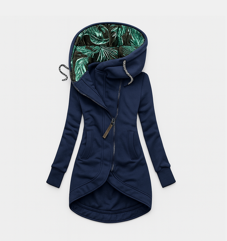 Coralina Asymmetrical Jacket with Wide Hood - Elena Harper