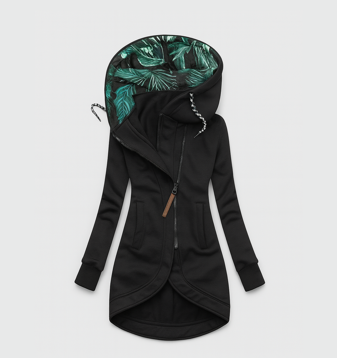 Coralina Asymmetrical Jacket with Wide Hood, view 8 - Elena Harper
