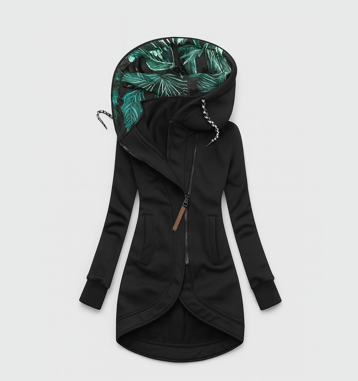 Coralina Asymmetrical Jacket with Wide Hood, view 8 - Elena Harper