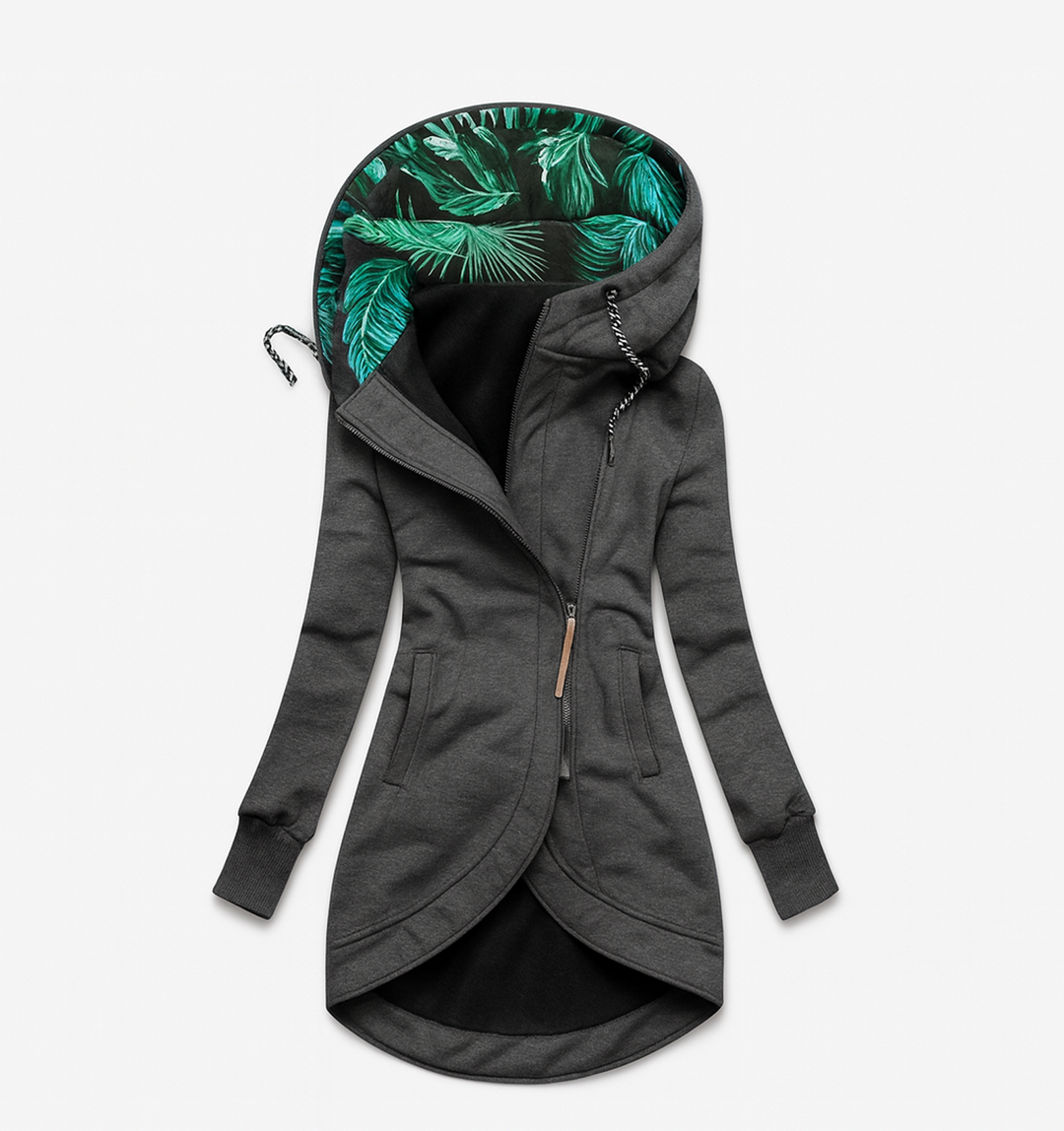 Coralina Asymmetrical Jacket with Wide Hood, view 10 - Elena Harper