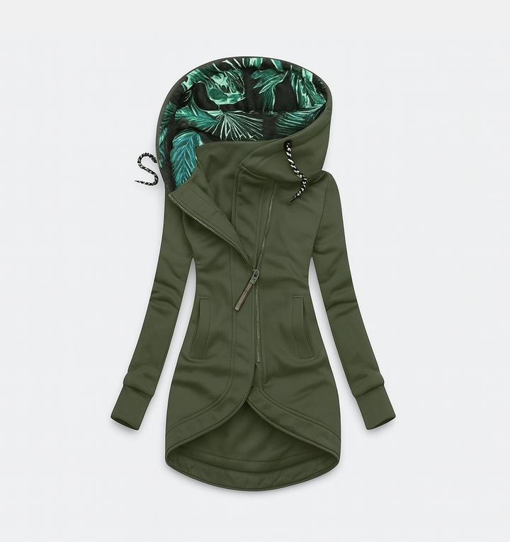 Coralina Asymmetrical Jacket with Wide Hood, view 7 - Elena Harper