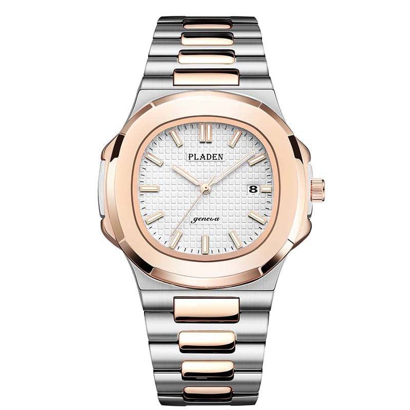 Roland™ Pladen stainless steel watch by Emma & Rose Manhattan, featuring a sleek round dial and metallic strap.