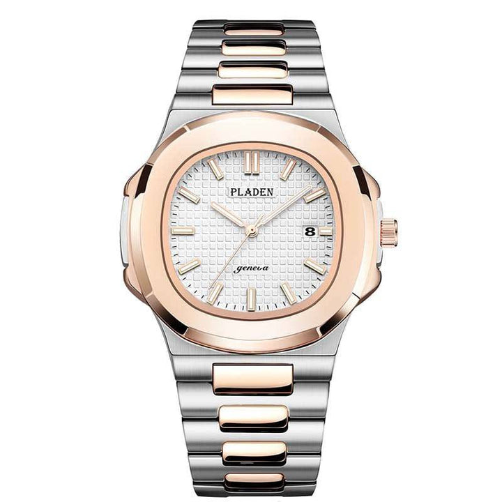 Roland™ Pladen stainless steel watch by Emma & Rose Manhattan, featuring a sleek round dial and metallic strap.