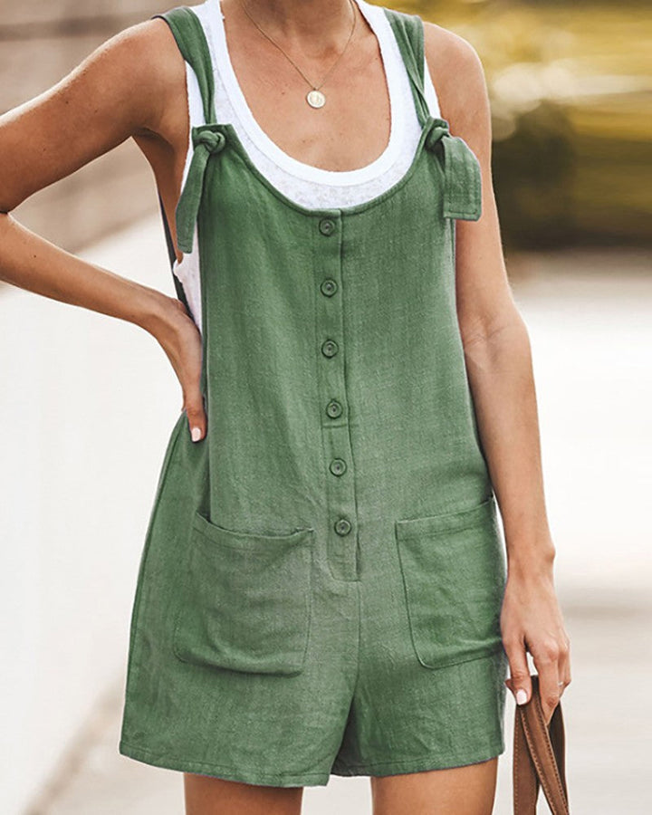 Fun Summer Short Jumpsuit for Women – Sleeveless Style in Linen Blend