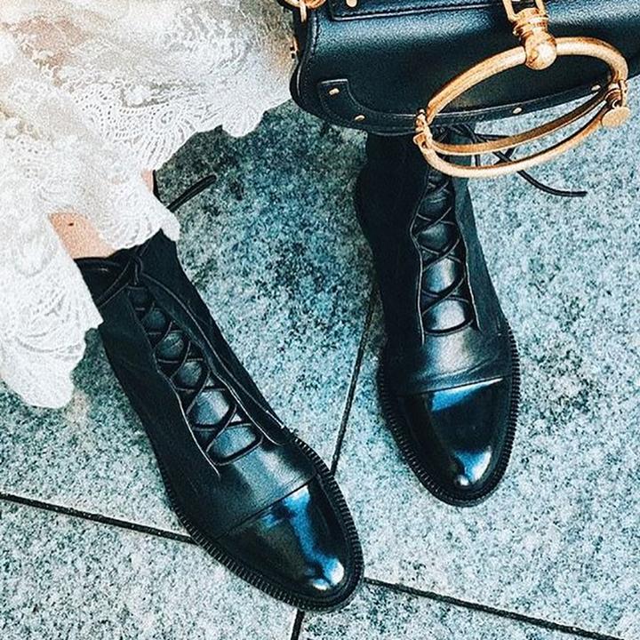 Leather Lace-Up Ankle Boots
