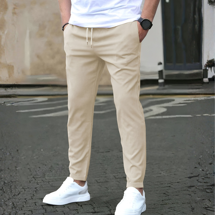 Men's Tapered Casual Trousers with Drawstring Waist