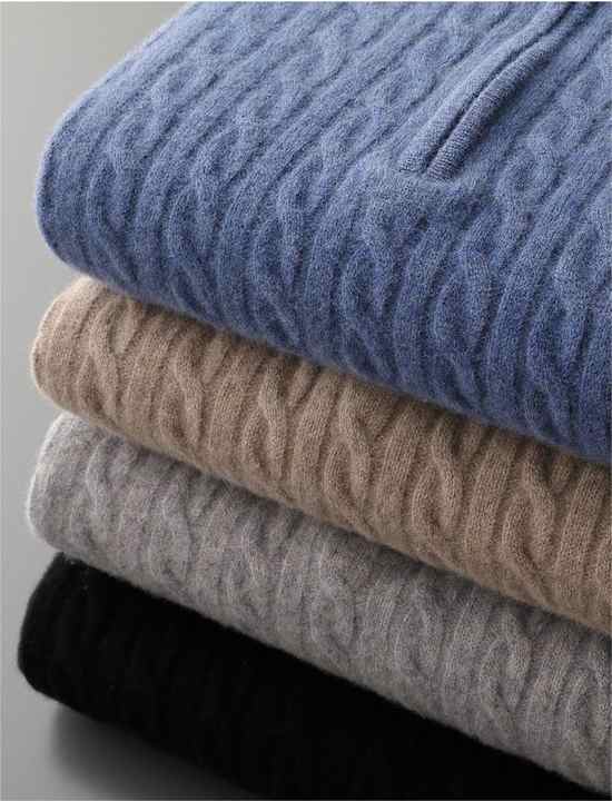 Emma & Rose cashmere woven half-zip sweater — premium knitwear