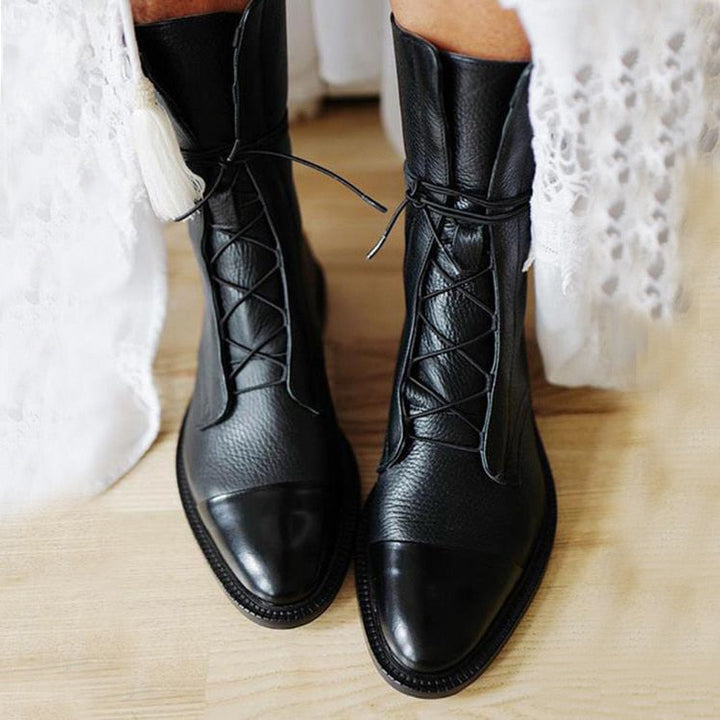 Leather Lace-Up Ankle Boots