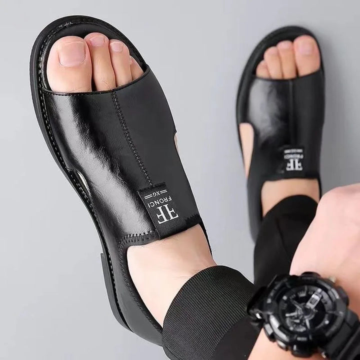 Boriss Comfortable Leather Sandal, view 4 - Elena Harper