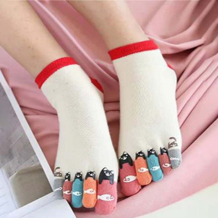 Cartoon Five-Toe Socks