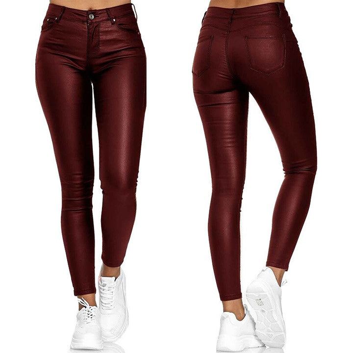 Leather Stretch Pants with High Waist Raffaela, view 4 - Elena Harper