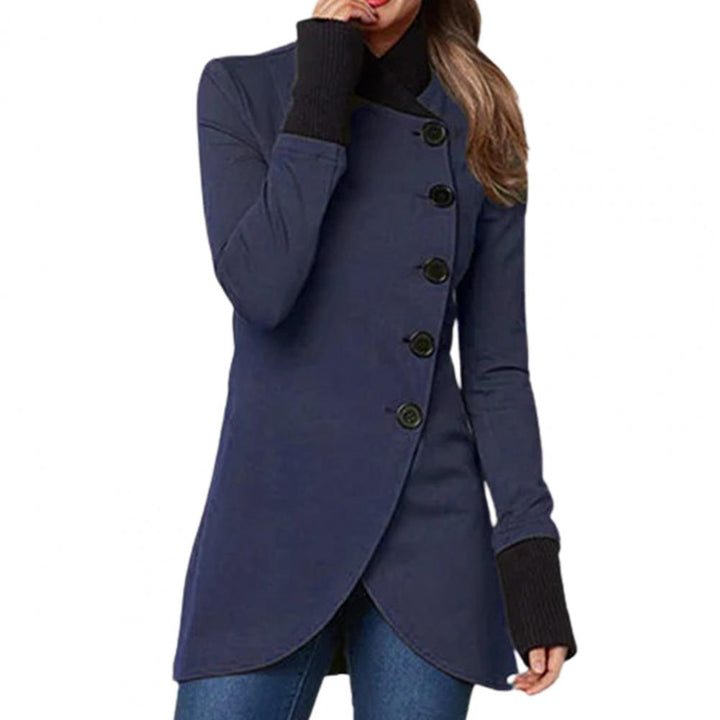 Women's Jacket with Long Sleeves, Stand-Up Collar, and Buttons