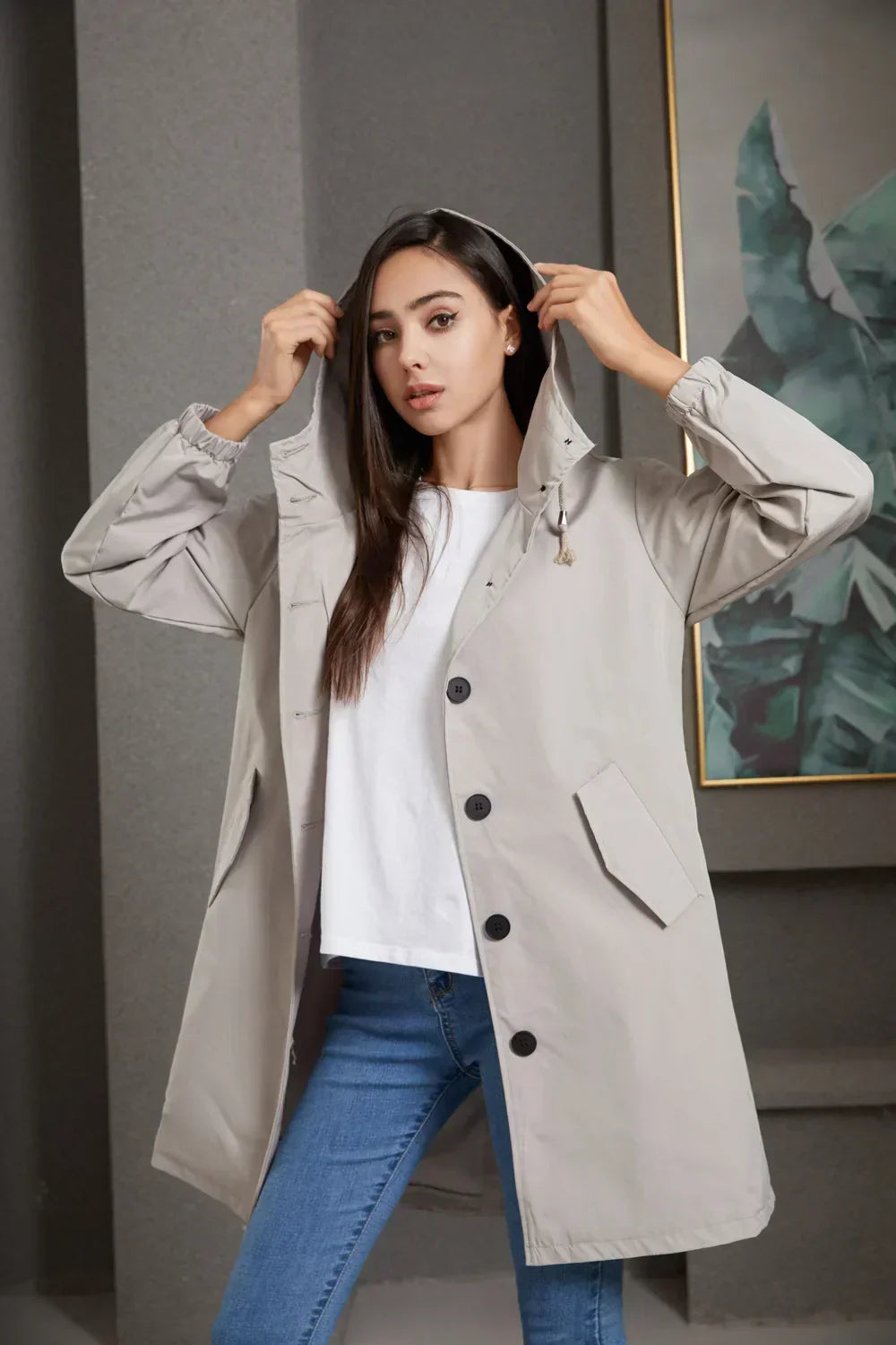 Stylish Windproof Trench Coat Livia, view 2 - Elena Harper