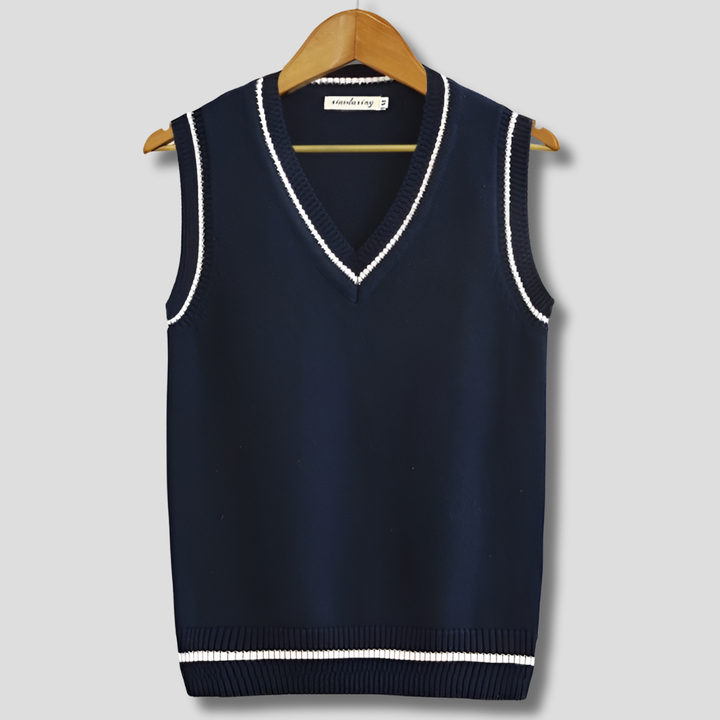 Men's Retro Striped Sleeveless Pullover Sweater Vest - Elena Harper