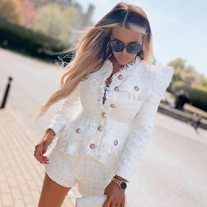 Ena - Jacket set with single-breasted closure and high-waisted shorts
