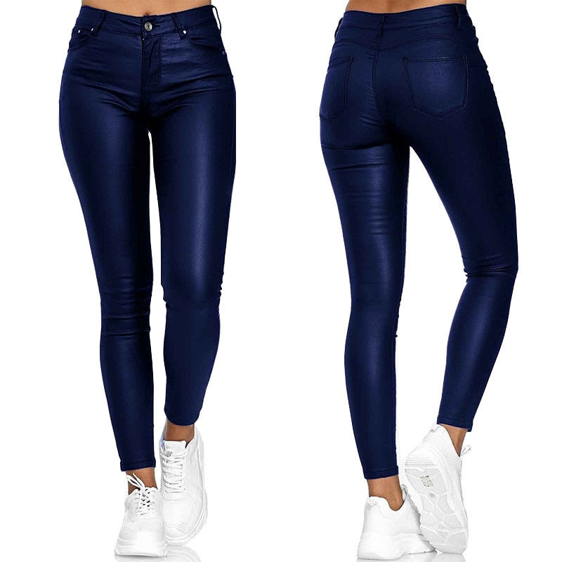 Leather Stretch Pants with High Waist Raffaela, view 6 - Elena Harper