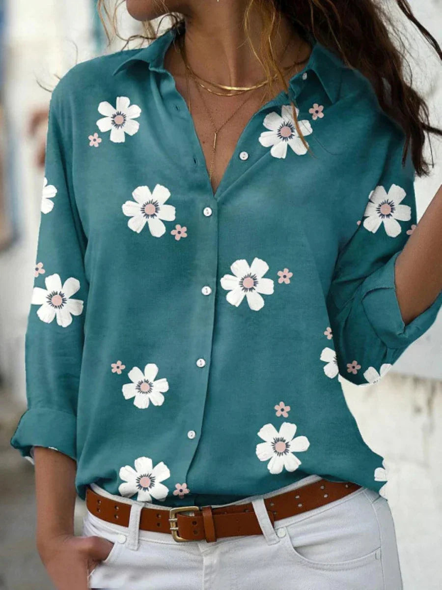 Lissy | Ladies' Floral Shirt with Buttons and Long Sleeves