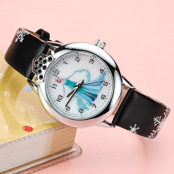Kids' Winter Princess Watch with Leather Band & Magical Design, view 7 - Elena Harper