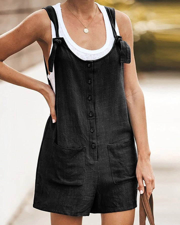 Fun Summer Short Jumpsuit for Women – Sleeveless Style in Linen Blend