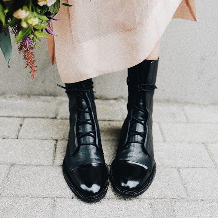 Leather Lace-Up Ankle Boots