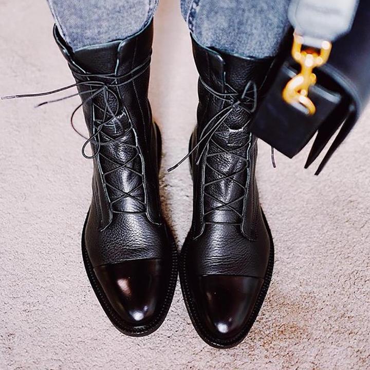 Leather Lace-Up Ankle Boots