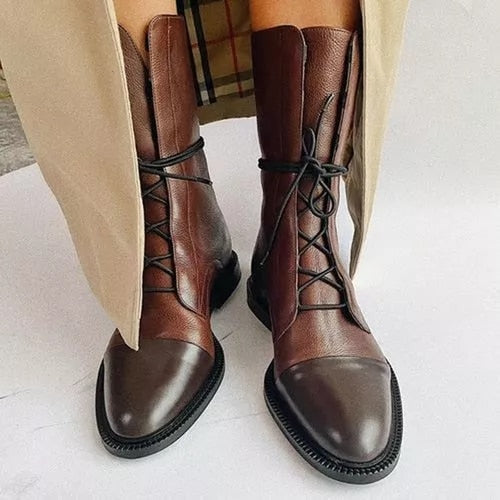 Leather Lace-Up Ankle Boots