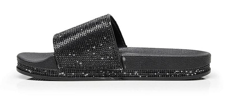 Women's Sparkling Crystal Embellished Slides Sandals