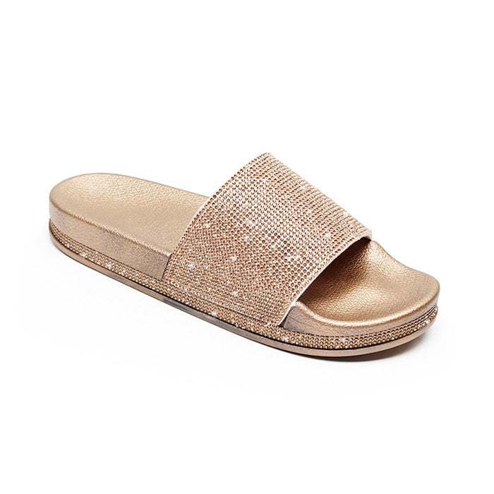 Women's Sparkling Crystal Embellished Slides Sandals