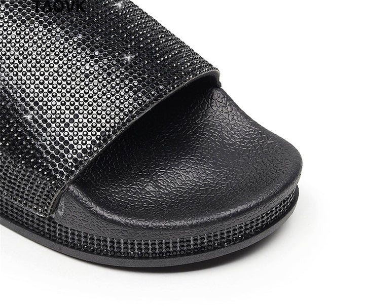 Women's Sparkling Crystal Embellished Slides Sandals