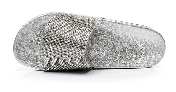 Women's Sparkling Crystal Embellished Slides Sandals