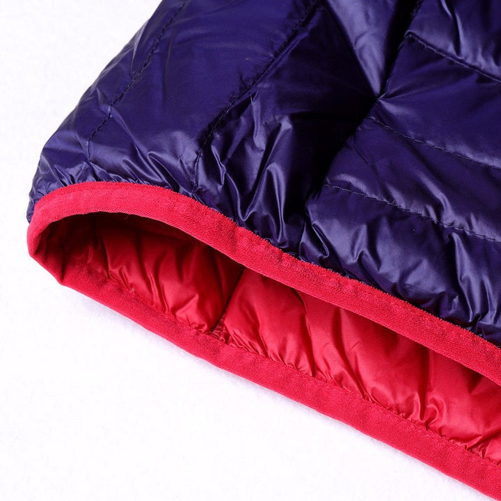 Ladies Reversible Lightweight Down Jacket – Down Filling, Quilted Puffer Mid Jacket for Autumn and Spring