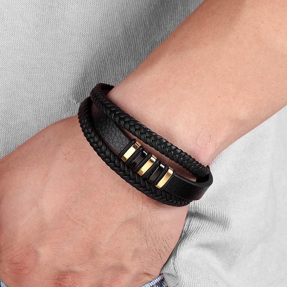 Men's Leather Bracelet - Timeless and Stylish Accessory
