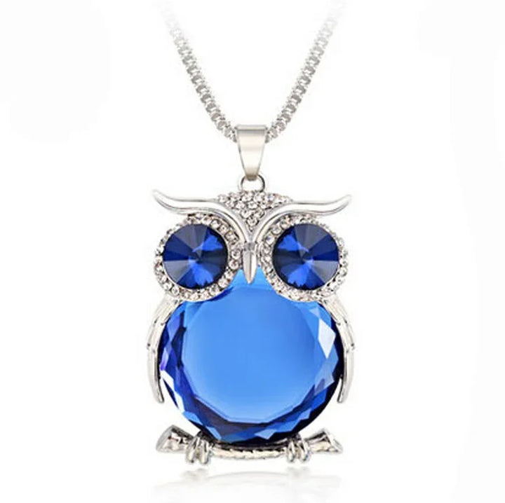 Crystal Owl Pendant Necklace, view 7 - Elena Harper