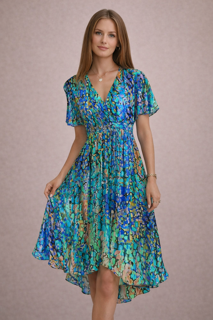 Women's Floral Midi Dress - Flattering Tummy Control Style